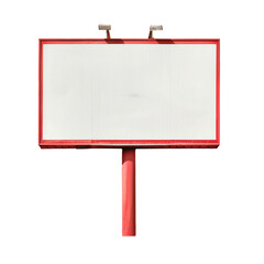 Fototapeta premium Red and white billboard on transparent background featuring magenta logo