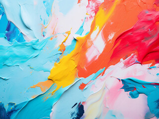 Multicolored acrylic art background features vibrant texture.