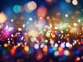 Defocused lights contribute to the beauty of the colorful bokeh background. - obrazy, fototapety, plakaty