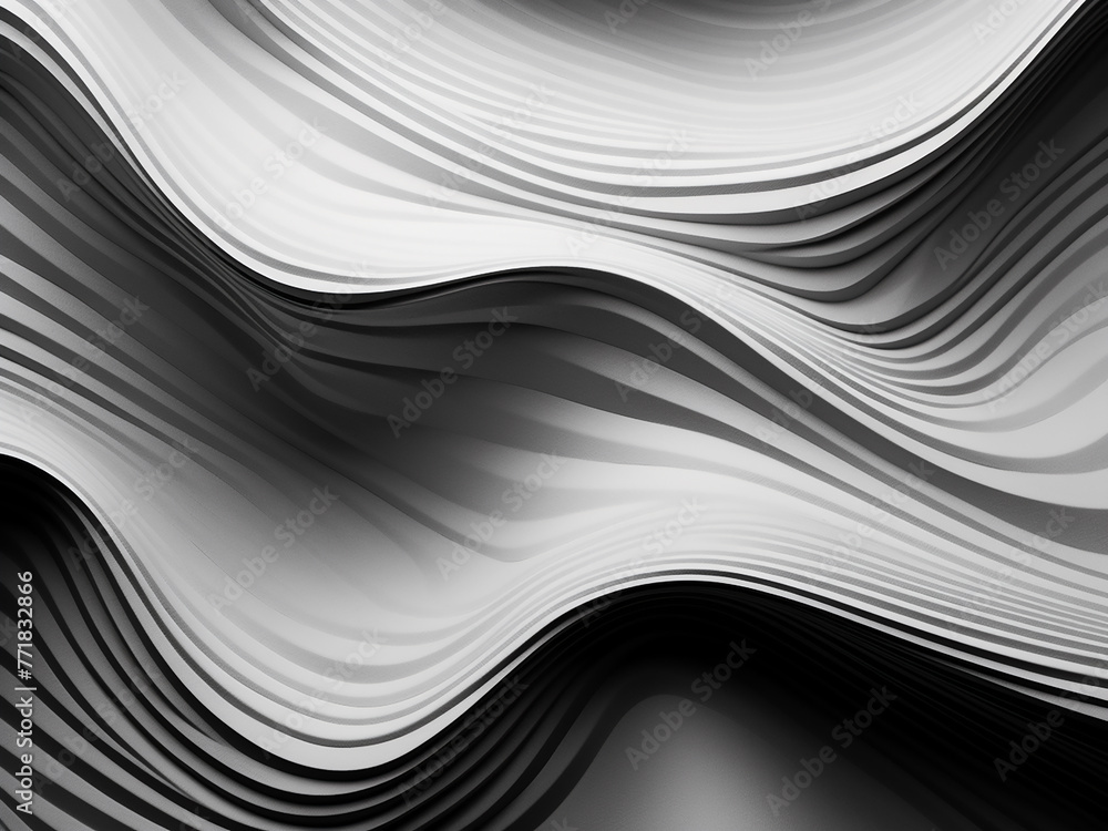 Poster sleek lines define the black and white abstract backdrop in 3d.