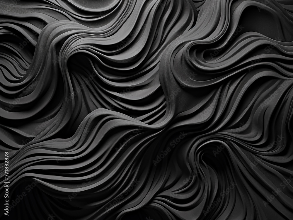 Poster smooth lines characterize the 3d render of black and white abstract background.