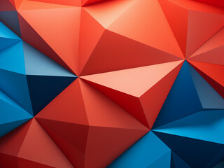Obraz premium Geometric pattern boasts a striking combination of blue, red, and orange.