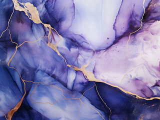 Marble-like backdrop combines blue and violet hues.