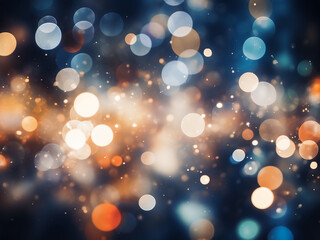 Abstract bokeh lights on black background symbolize holiday cheer.
