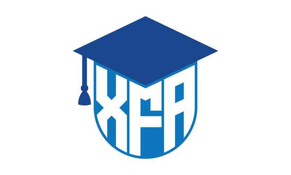 XFA initial letter academic logo design vector template. school college logo, university logo, graduation cap logo, institute logo, educational logo, library logo, teaching logo, book shop, varsity