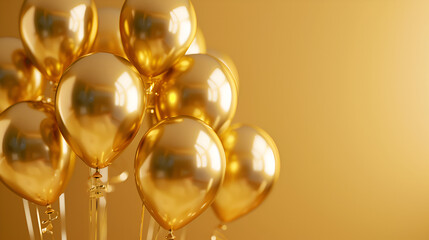 celebration and gold balloons on the isolated hue background