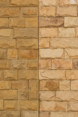 Yellow Brick Sand Retro Color Stone Wall Masonry Texture Background Rough Brickwork Structure Backdrop