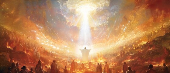 The Glorious Return of Christ: Jesus Second Coming to Judge the Living and the Dead on Final Day of Judgment - obrazy, fototapety, plakaty