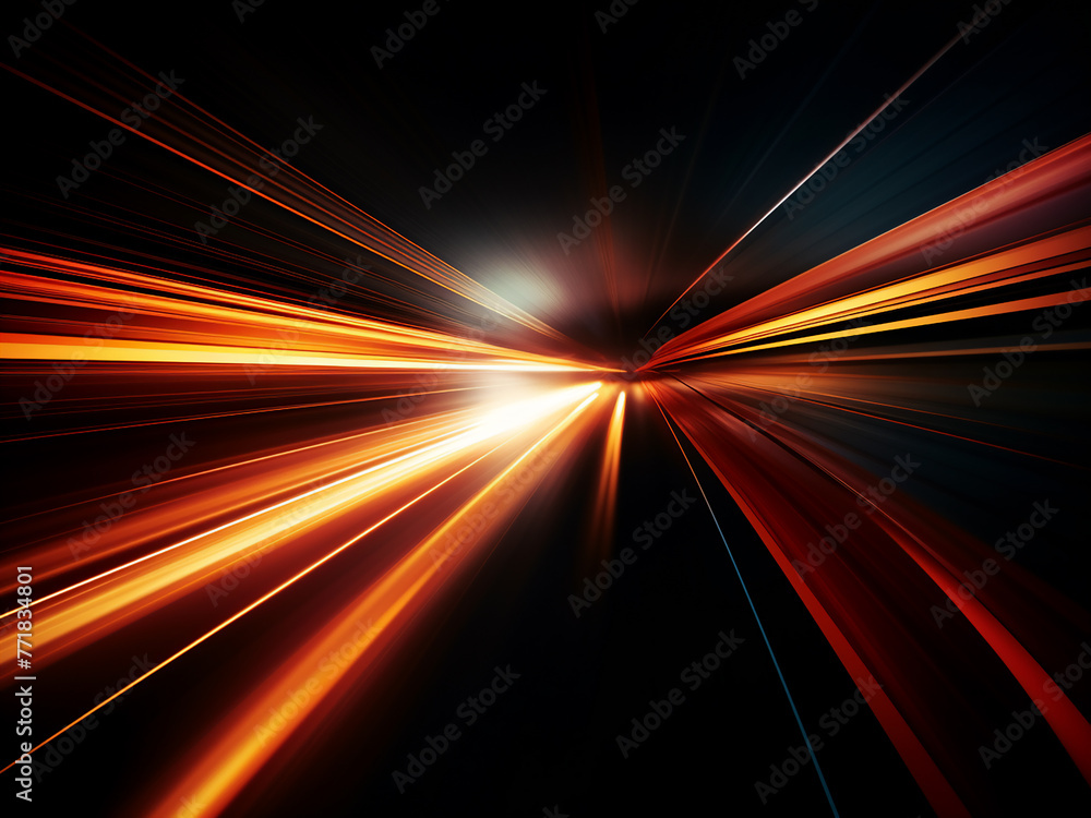 Poster swift motion: light and stripes streak rapidly over dark.