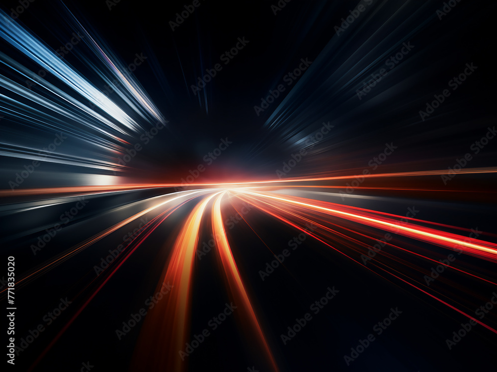 Poster acceleration propels light and stripes swiftly in motion.