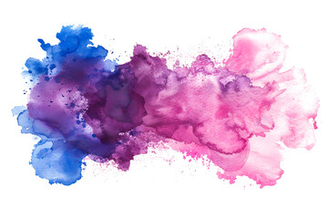Pink and purple blended watercolor paint stain on white background.