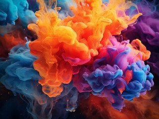 Obraz premium Vivid acrylic colors and ink meld in water abstraction.