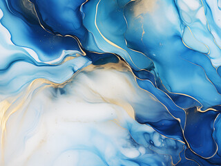 Liquid texture forms intricate patterns in alcohol ink.
