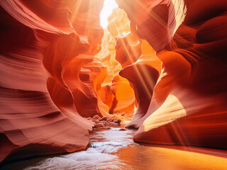 Antelope Canyon: a stunning slot canyon in the American Southwest on Navajo territory. - obrazy, fototapety, plakaty