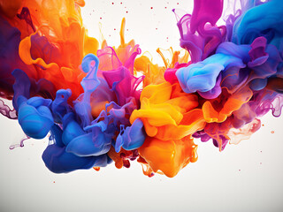 Colorful spilled ink creates an artistic abstract background on paper. - obrazy, fototapety, plakaty