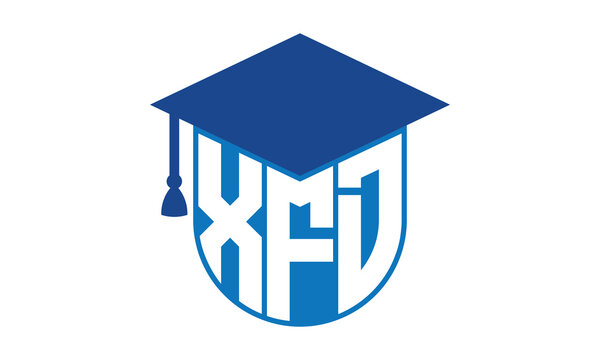 XFD initial letter academic logo design vector template. school college logo, university logo, graduation cap logo, institute logo, educational logo, library logo, teaching logo, book shop, varsity