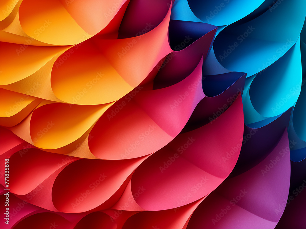 Poster colorful origami pattern depicted in a mesmerizing macro image.