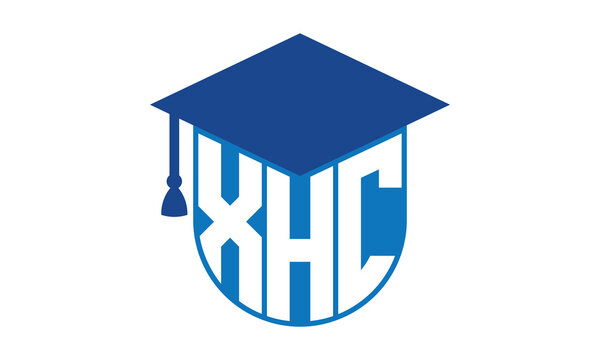 XHC initial letter academic logo design vector template. school college logo, university logo, graduation cap logo, institute logo, educational logo, library logo, teaching logo, book shop, varsity