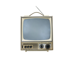 Vintage white television isolated with cut out background.