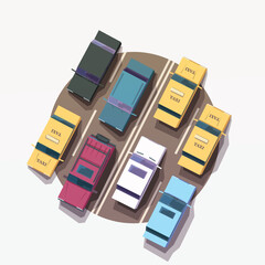a various vehicles top view traffic jam - 771836863