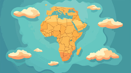 Cool africa map logo icon flat cartoon vactor illus