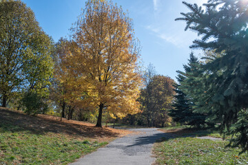 Autumn view of South Park in city of Sofia, Bulgaria