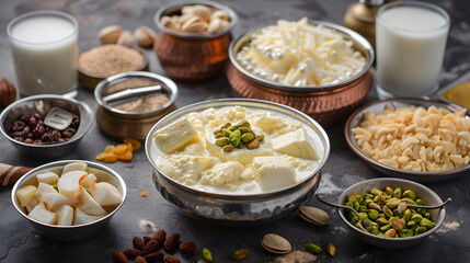 Step By Step Process Of Delicious Kulfi Preparation: From Ingredients To Ready-To-Eat Delight - obrazy, fototapety, plakaty
