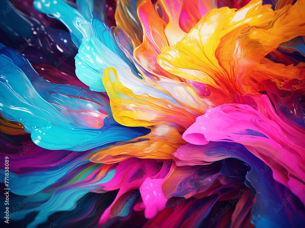 Poster vibrant lines of brush strokes add depth to the varied background.
