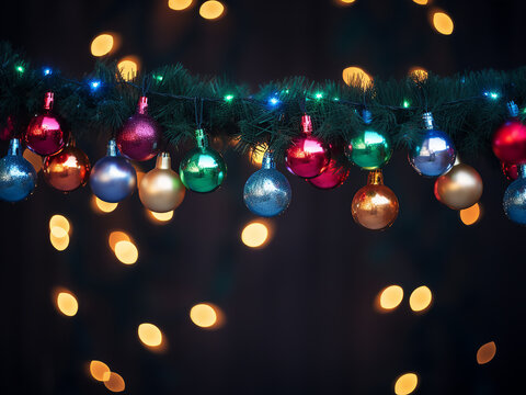 New Year welcomes colorful Christmas garland lights.