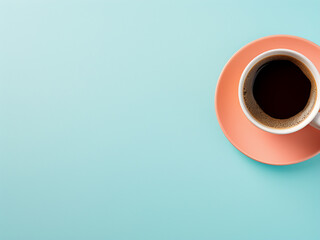 Espresso fills a white cup against a pastel background, evoking a tranquil morning.