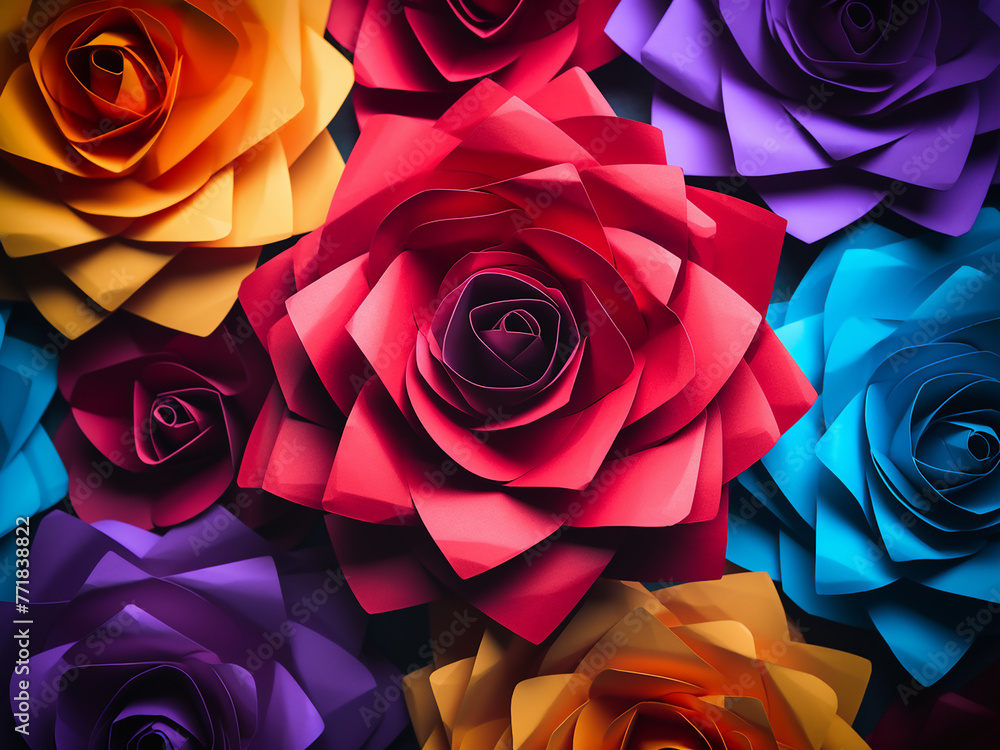 Poster flat composition features geometrically arranged papers.