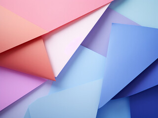 Obraz premium Flat composition features geometric papers in purple, blue, and pink.