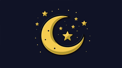 Obraz na płótnie Canvas Crescent Moon Outline Icon - Ramadan and Eid Mubara