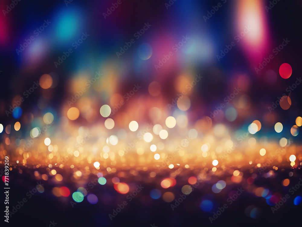 Poster dynamic layout showcases abstract background with blurred lights for festivals or concepts.