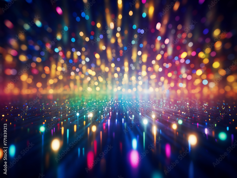 Poster dynamic layout showcases colored abstract blur lights, suitable for various concepts.