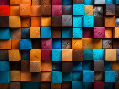 Selectively focused coffee beans create a toned colorful abstract background.