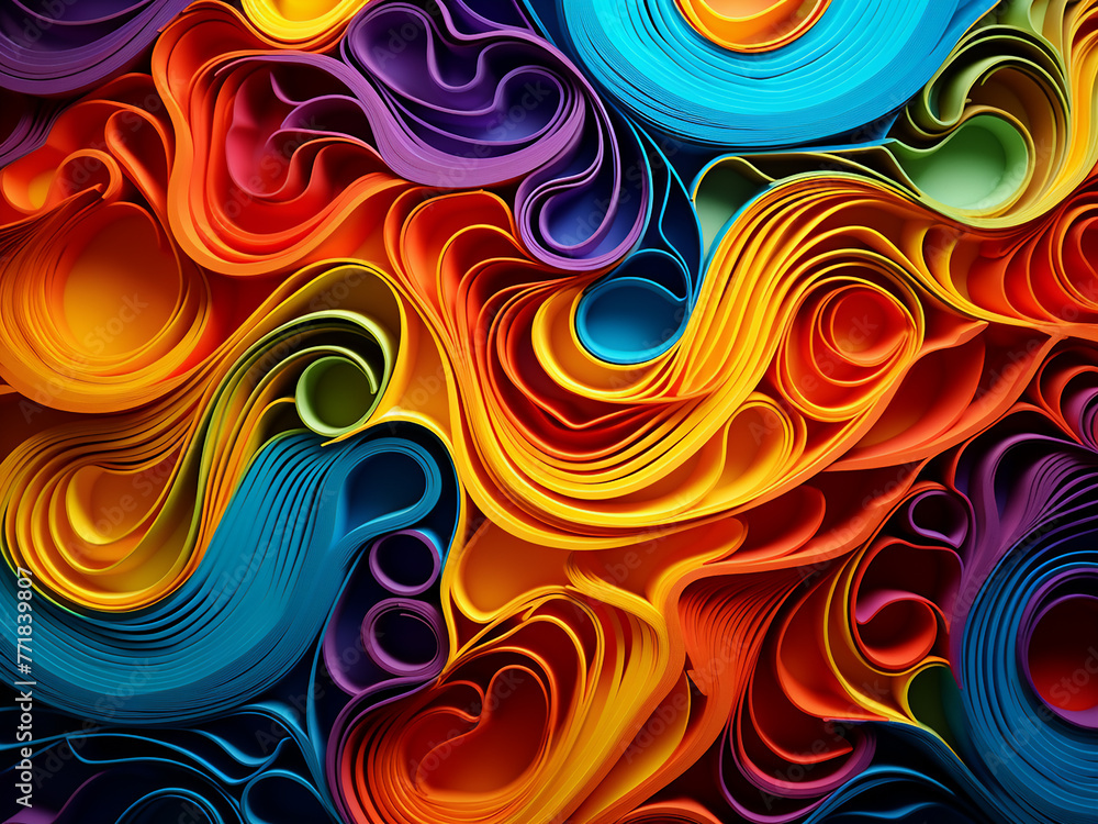 Poster abstract circles of light create a vibrant backdrop.