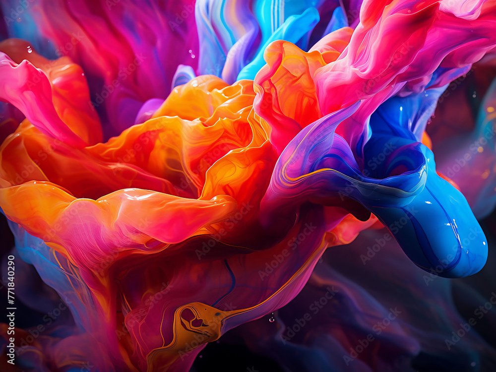 Poster psychedelic design in 3d rendering creates a vibrant backdrop.
