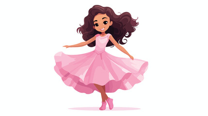 Cute ballerina girl in pink dress dancing vector Il