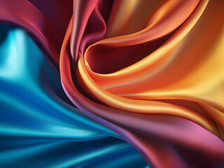 Colorful silk fabric forms a stunning backdrop, captured up close.
