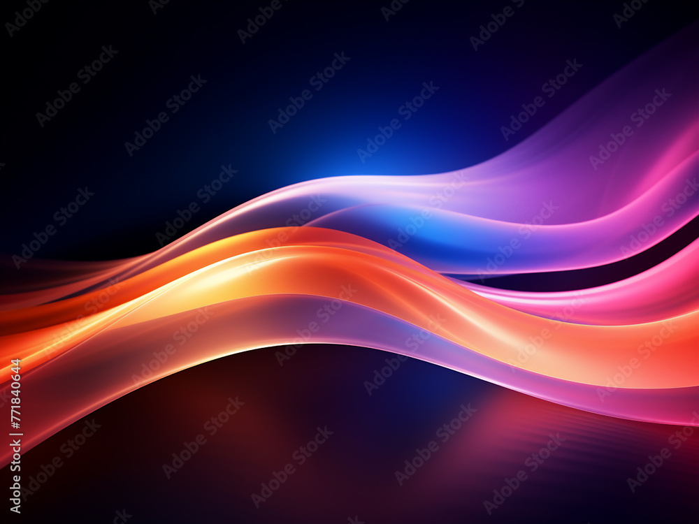 Wall mural Abstract illustration of glowing neon light color gradient swirls.