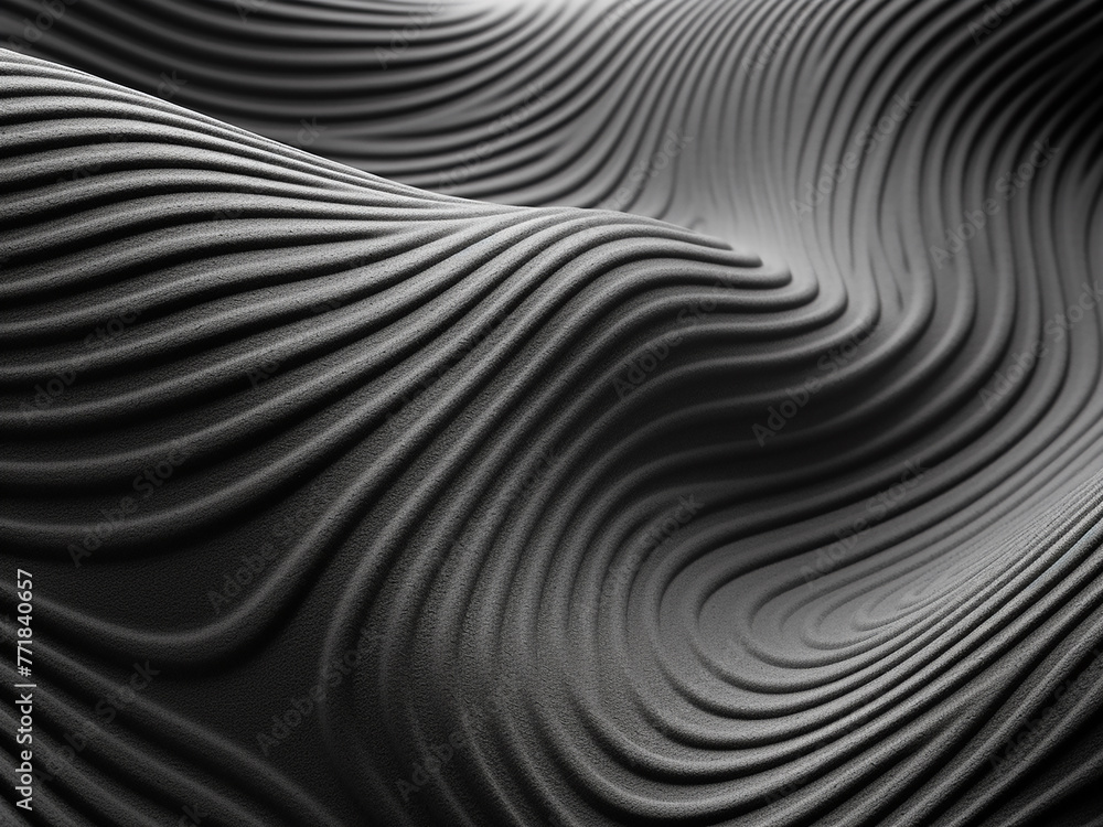 Poster curvy lines create a textured background in monochrome.