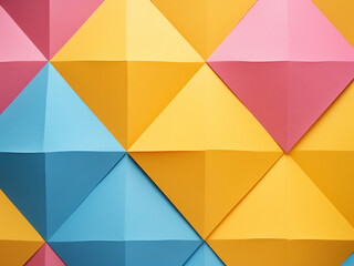 Geometric paper composition features vibrant hues from above.