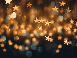 Star-shaped lights from a garland illuminate the night through a soft matte filter.