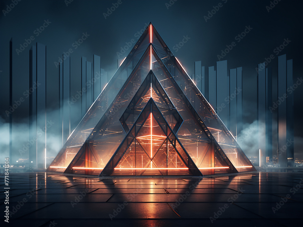 Fototapete 3d rendering showcases an empty building with geometric structure.