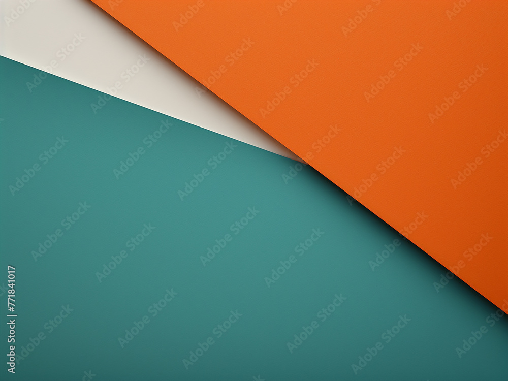 Poster geometric lines divide an empty paper template in orange and petrol hues.