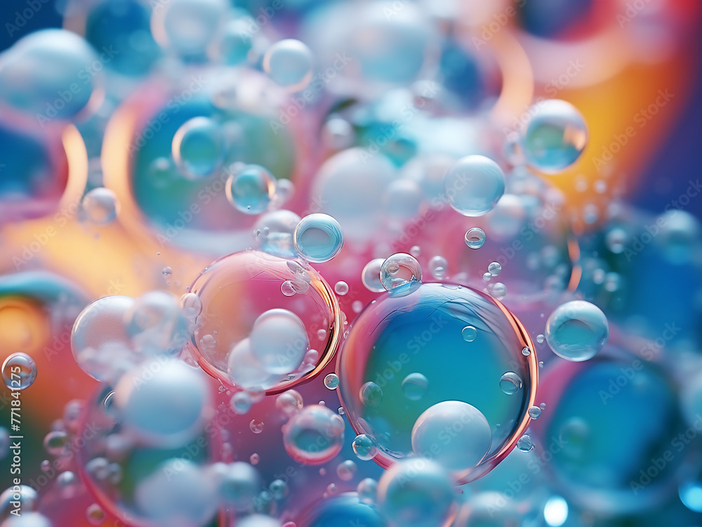 Poster close-up view of soap bubbles forming an abstract foam background.