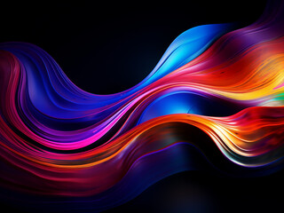 Vector waves on a black background blend fluid colors with grace.
