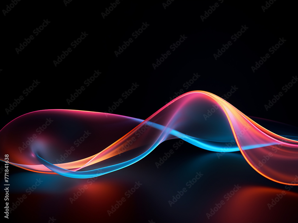 Poster glowing abstract lines in various colors against a dark backdrop, created using long exposure.