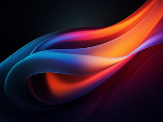 Abstract light in a gradient of different colors spreads across the black surface. - obrazy, fototapety, plakaty
